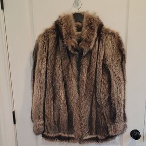 Vintage Real Raccoon Fur Coat, Size Small, Beautiful, Excellent Condition